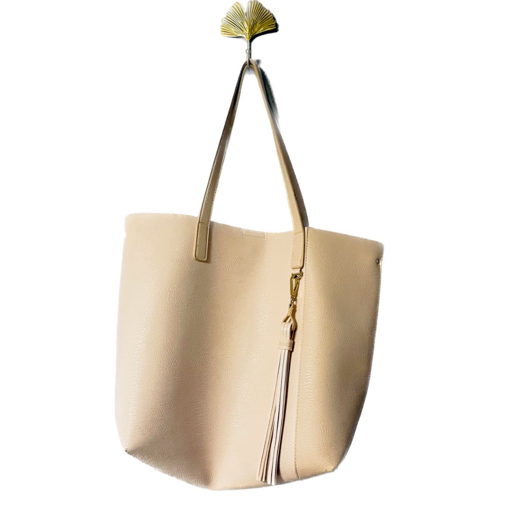 Pink Faux Leather Large Tote Bag